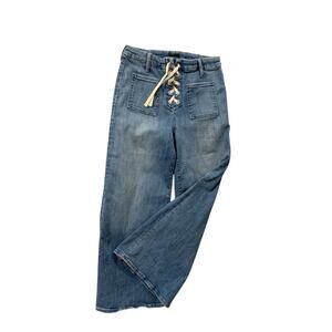 Size 28 MOTHER The Lace-Up Roller High-Rise Cropped Flare Jeans Womens